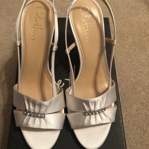 Cole Haan White Satin Formal Heels. Size 8.5